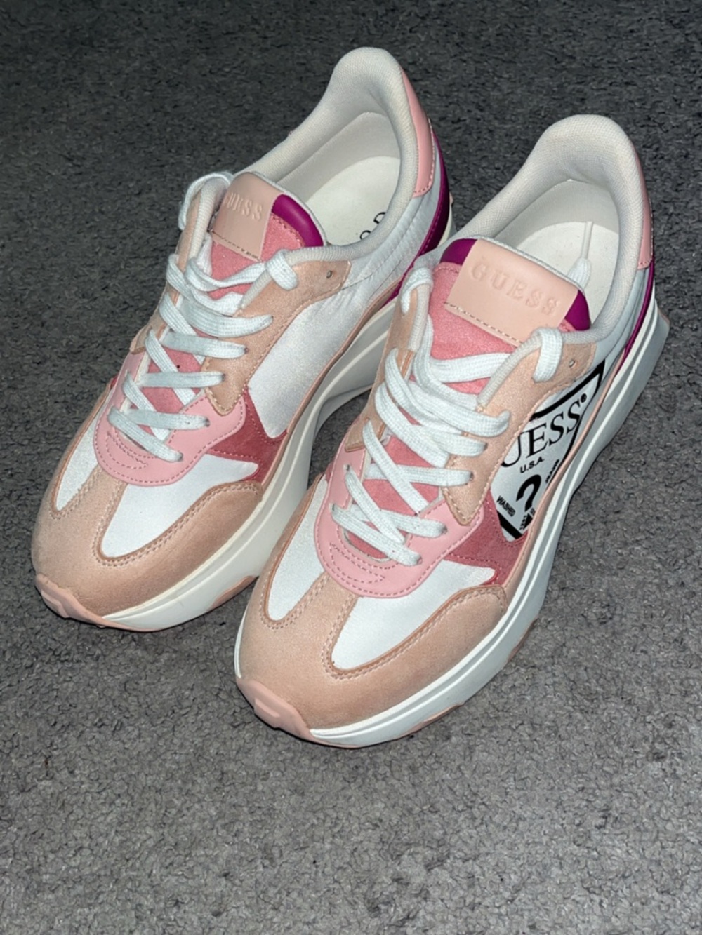 Guess Pink, Blush and White Platform Sneakers